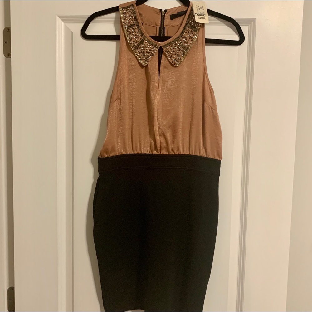NWT Halter Bodycon Midi Dress w/ Beaded Collar - Picture 5 of 9